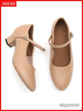 Black Character Dancing Shoes, Ankle Strap 2 Inch Heels, Closed Toe Salsa Tango